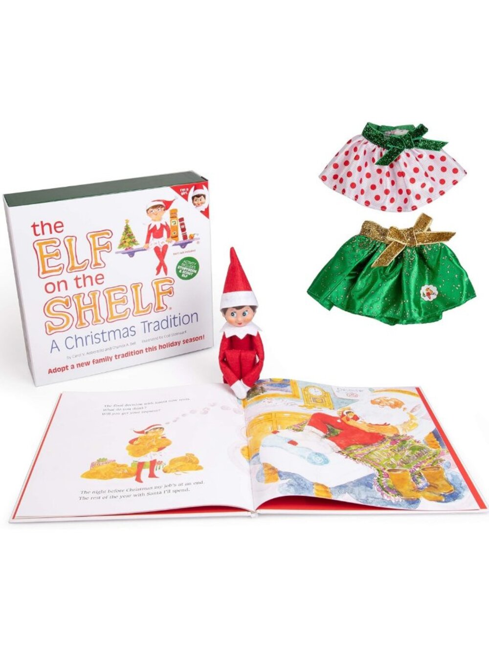 Festive Blue-Eyed Elf Doll with Party Skirts Set & Book - Customizable Holiday